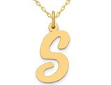 10K Yellow Gold Script Initial -S- Pendant Necklace Charm with Chain